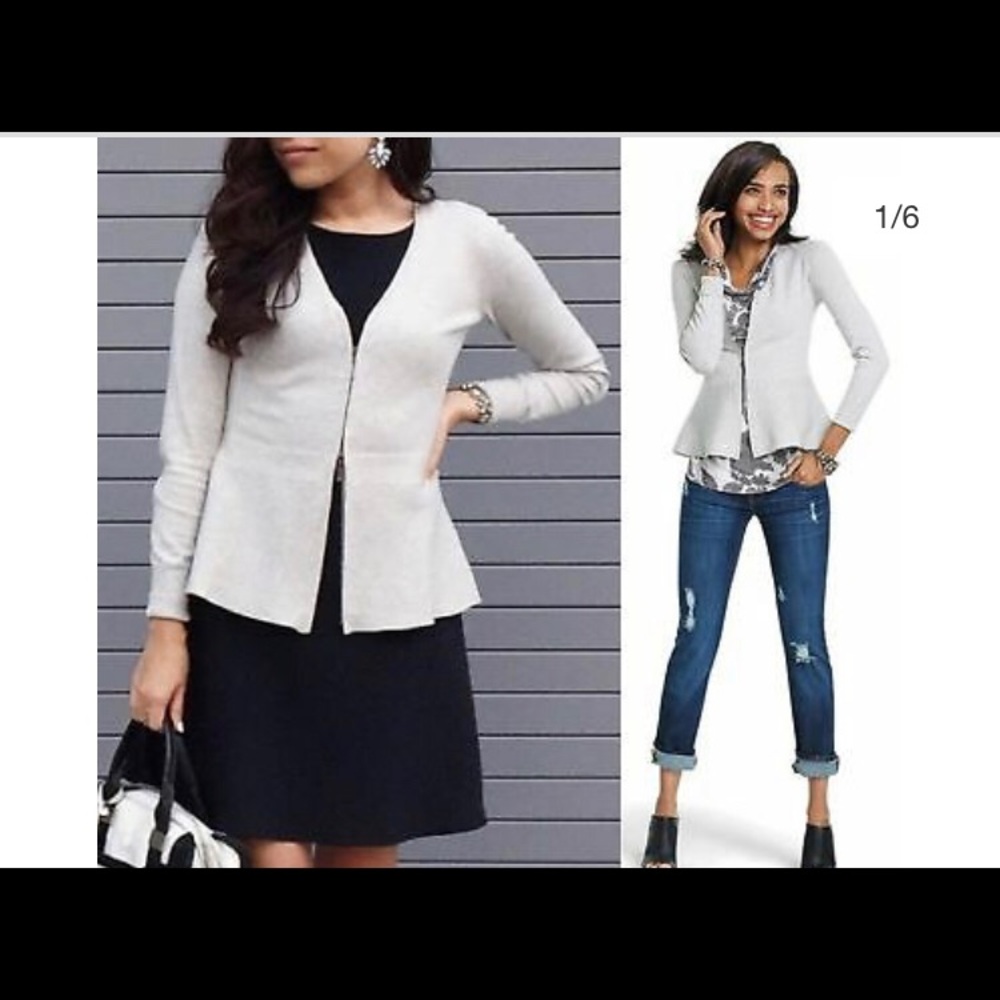 Cabi Willow Peplum ZIP Up Sweater